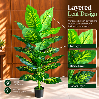 Τεχνητό φυτό Τύπος Dieffenbachia, 150 cm, Πράσινο