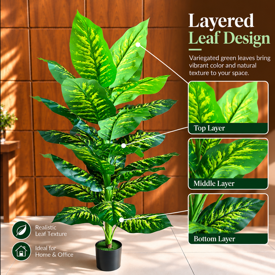 Τεχνητό φυτό Τύπος Dieffenbachia, 150 cm, Πράσινο