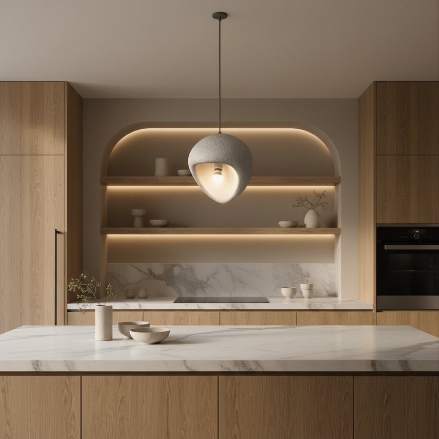 AERA Modern Chandelier, 30 cm, Suspended, 1 X E27, Grey, Metal and Foam, Adjustable Height Modern Chandeliers Προεπιλεγμένος τίτλος Alessandro Design
