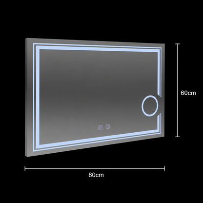 Ορθογώνιος καθρέφτης LED, 80x60cm, Cold Light, CANTO Touch, Demister System, Dimmable