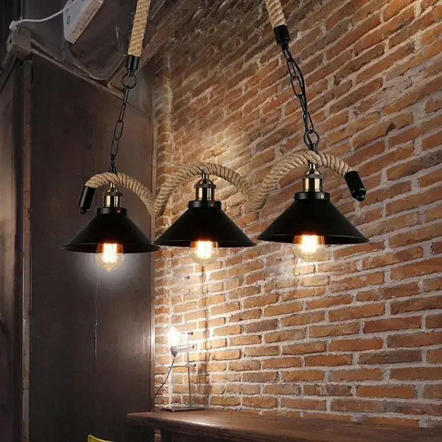 Rope Chandelier 3xE27, Brown, Metal and String Vintage Chandeliers Προεπιλεγμένος τίτλος Alessandro Design