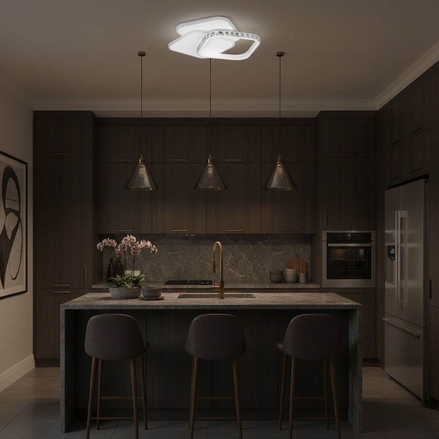 Κρυστάλλινος LED πολυέλαιος ANASTASIA 39W, Διάμετρος 30cm, Κρύο/Ζεστό/Ουδέτερο φως, Λευκό