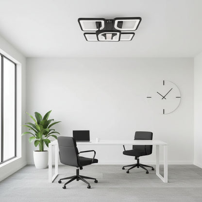 Πολυέλαιος LED με τηλεχειριστήριο ZOE 65W, 5 Τετράγωνα, Κρύο/Ζεστό/Ουδέτερο φως, Ρυθμιζόμενο, Μαύροι πολυέλαιοι LED με τηλεχειριστήριο Προεπιλεγμένος τίτλος Alessandro Design