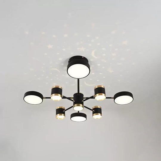 Πολυέλαιος LED με τηλεχειριστήριο NOVA 87W, 8 Στοιχεία, Κρύο/Ζεστό/Ουδέτερο φως, Ρυθμιζόμενο, Μαύρο