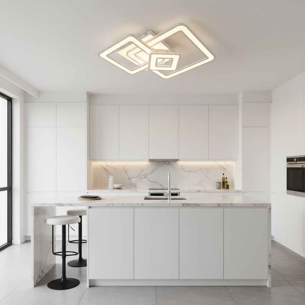 Πολυέλαιος LED Horetensia με τηλεχειριστήριο, 116 W, ρυθμιζόμενο, ζεστό/ουδέτερο/ψυχρό φως, λευκοί πολυέλαιοι LED με τηλεχειριστήριο Προεπιλεγμένος τίτλος Alessandro Design