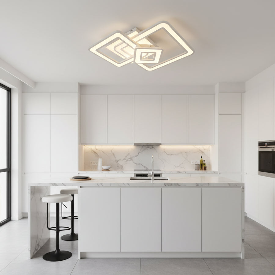 Πολυέλαιος LED Horetensia με τηλεχειριστήριο, 116 W, ρυθμιζόμενο, ζεστό/ουδέτερο/ψυχρό φως, λευκοί πολυέλαιοι LED με τηλεχειριστήριο Προεπιλεγμένος τίτλος Alessandro Design
