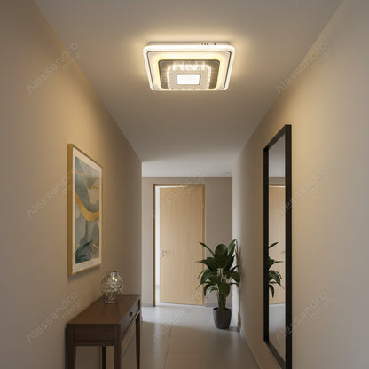 Crystal LED πολυέλαιος MITA 39W, 20x20cm, Τετράγωνο, Κρύο/Ζεστό/Ουδέτερο φως, Λευκοί πολυέλαιοι LED Προεπιλεγμένος τίτλος Alessandro Design
