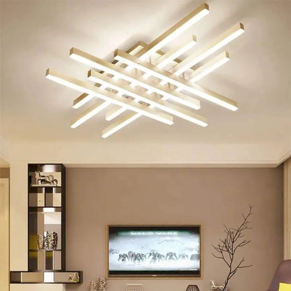Πολυέλαιος LED με τηλεχειριστήριο MORA 160W, 8 Στοιχεία, Γραμμικό, Κρύο/Ζεστό/Ουδέτερο φως, Ρυθμιζόμενο, Λευκός πολυέλαιος LED με τηλεχειριστήριο Προεπιλεγμένος τίτλος Alessandro Design