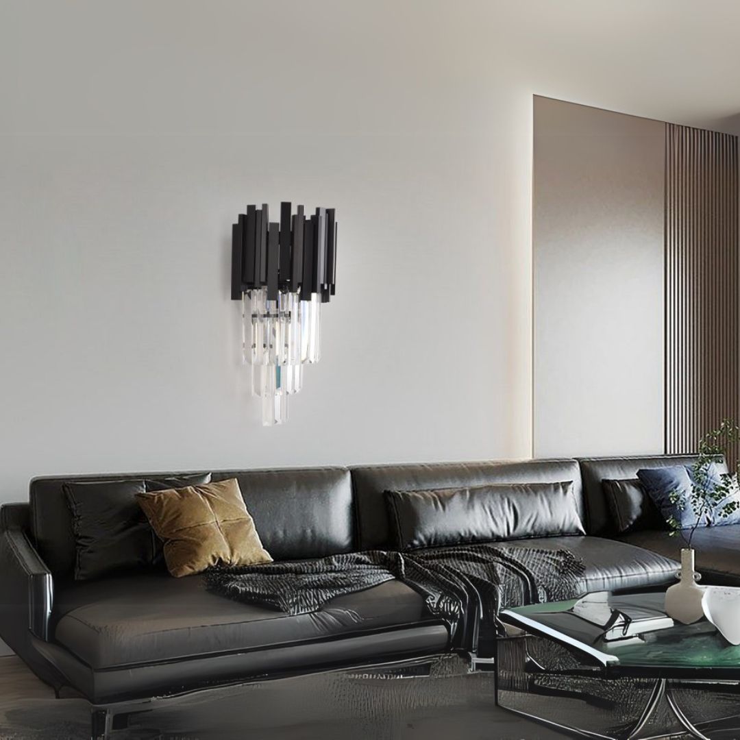 BLOIS Piccolo Cristal Chandelier Light, 2xE14, Μαύρο προεπιλεγμένα φώτα τοίχου εσωτερικού χώρου Τίτλος Alessandro Design