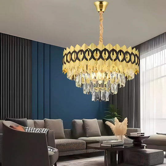 Crystal Chandelier PIERREFONDS Nobile 5xE14, Διάμετρος 38,5cm, Γυαλιστερό Χρυσό, Ρυθμιζόμενο Ύψος Crystal Chandeliers Προεπιλεγμένος τίτλος Alessandro Design