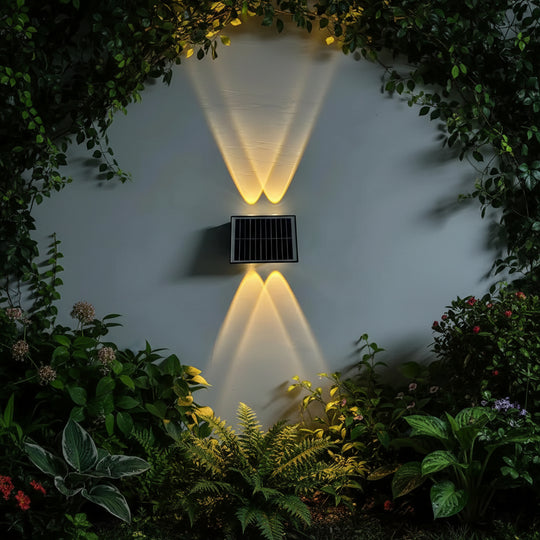 Solaris Φωτιστικό τοίχου εξωτερικού χώρου LED, 4 πηγές φωτός, ζεστό φως, μαύρο εξωτερικό φως τοίχου Προεπιλεγμένος τίτλος Alessandro Design