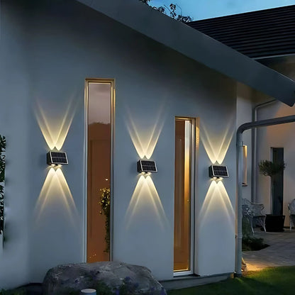 Solaris Φωτιστικό τοίχου εξωτερικού χώρου LED, 4 πηγές φωτός, ζεστό φως, μαύρο εξωτερικό φως τοίχου Προεπιλεγμένος τίτλος Alessandro Design
