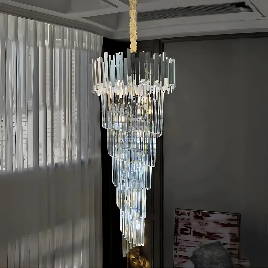 Crystal Candelabra BLOIS Ascendere E14, Διάμετρος 60cm, Ασημί, Ρυθμιζόμενο ύψος Crystal Candelabra Προεπιλεγμένος τίτλος Alessandro Design