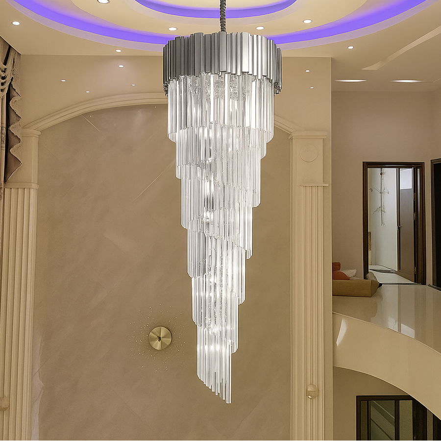 Crystal Candelabra BLOIS Ascendere E14, Διάμετρος 60cm, Ασημί, Ρυθμιζόμενο ύψος Crystal Candelabra Προεπιλεγμένος τίτλος Alessandro Design