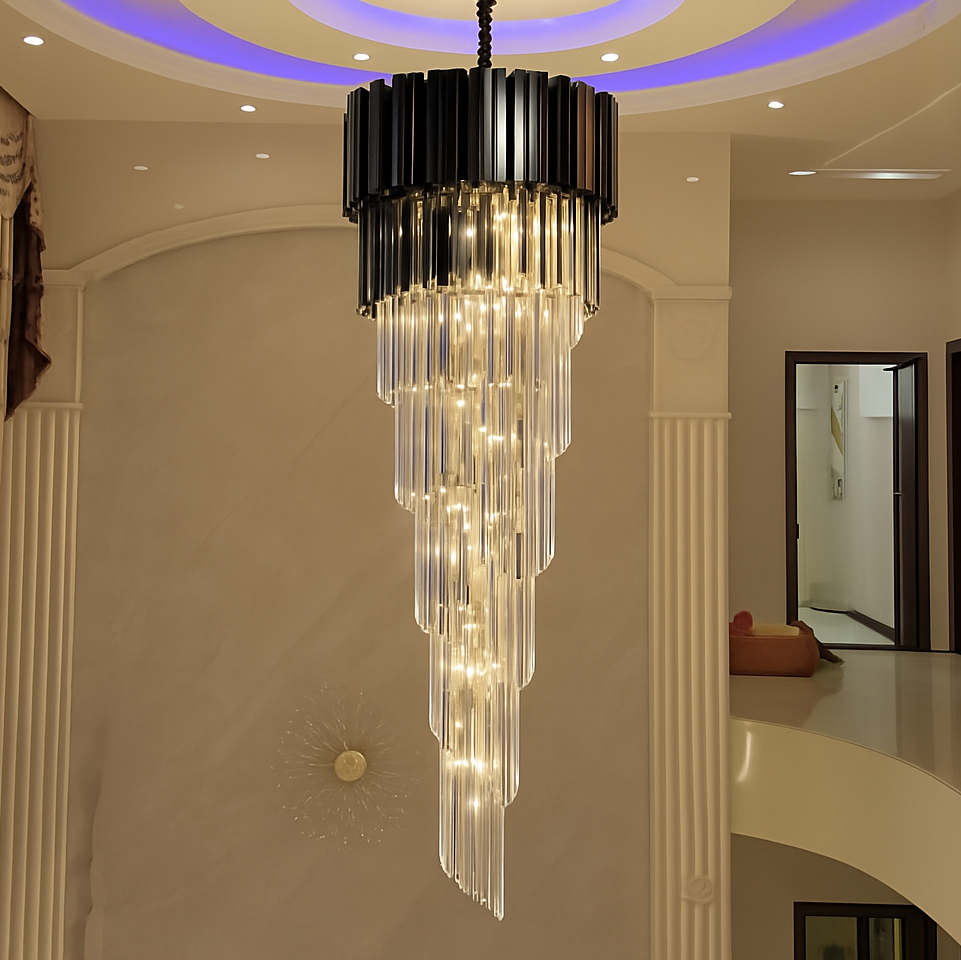 Crystal Chandelier BLOIS Ascender, 28xE14, Διάμετρος 60cm, Μαύρο, Ρυθμιζόμενο ύψος Crystal Chandelier Προεπιλεγμένος τίτλος Alessandro Design
