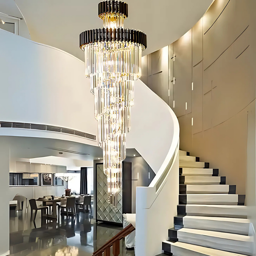 Crystal Chandelier CC900/600X1800, 27xE14, Διάμετρος 60cm, Ύψος 180cm, Γυαλιστερό χρυσό και μαύρο, ρυθμιζόμενο ύψος, κομψός σχεδιασμός Crystal chandeliers Προεπιλεγμένος τίτλος Alessandro Design