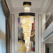 Crystal Chandelier CC900/700X2200, 34xE14, Διάμετρος 70cm, Ύψος 220cm, Γυαλιστερό χρυσό και μαύρο, Ρυθμιζόμενο ύψος, Κομψή σχεδίαση Crystal Chandeliers Προεπιλεγμένος τίτλος Alessandro Design