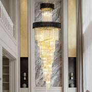Crystal Chandelier CC900/700X2200, 34xE14, Διάμετρος 70cm, Ύψος 220cm, Γυαλιστερό χρυσό και μαύρο, Ρυθμιζόμενο ύψος, Κομψή σχεδίαση Crystal Chandeliers Προεπιλεγμένος τίτλος Alessandro Design