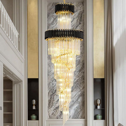 Crystal Chandelier CC900/700X2200, 34xE14, Διάμετρος 70cm, Ύψος 220cm, Γυαλιστερό χρυσό και μαύρο, Ρυθμιζόμενο ύψος, Κομψή σχεδίαση Crystal Chandeliers Προεπιλεγμένος τίτλος Alessandro Design