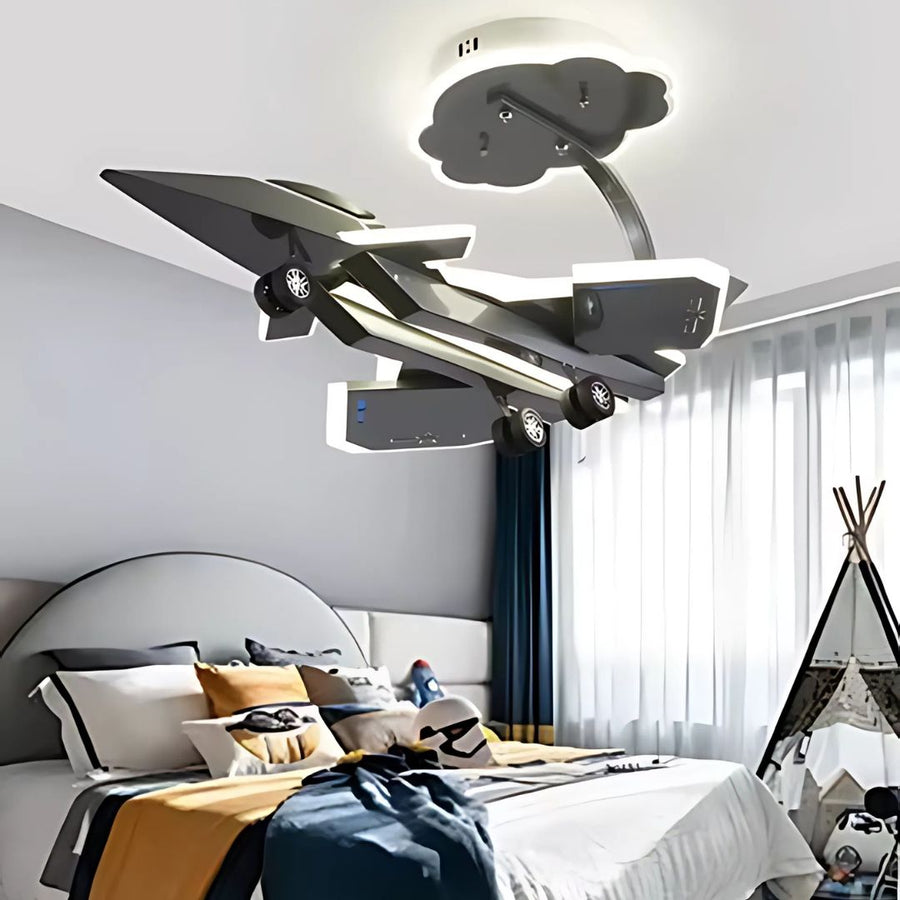 Παιδικός πολυέλαιος LED FIGHTER, Τύπος αεροπλάνου, 100W, Δροσερό/Ζεστό/Ουδέτερο φως, Aeronautical Grey Παιδικοί πολυέλαιοι Προεπιλεγμένος τίτλος Alessandro Design