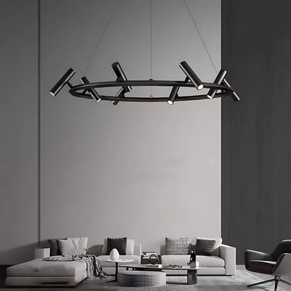 Harman LED Chandelier, 29W, 8 Sources, Neutral Light, Black Modern Chandeliers Προεπιλεγμένος τίτλος Alessandro Design