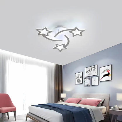 Πολυέλαιος LED με τηλεχειριστήριο IPOMOEA 51W, 3 αστέρια, Κρύο/Ζεστό/Ουδέτερο φως, Ρυθμιζόμενο, Λευκός πολυέλαιος LED με τηλεχειριστήριο Προεπιλεγμένος τίτλος Alessandro Design