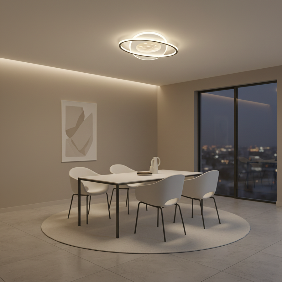Πολυέλαιος LED με τηλεχειριστήριο VOLTA 96W, Οβάλ, Κρύο/Ζεστό/Ουδέτερο φως, Ρυθμιζόμενο, Μαύρο