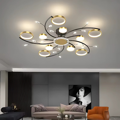 Πολυέλαιος LED με Τηλεχειριστήριο KARINA, 68W, 10 Στοιχεία, Θερμό/Ψυχρό/Ουδέτερο φως, Ρυθμιζόμενο, Χρυσοί πολυέλαιοι LED με Τηλεχειριστήριο Προεπιλεγμένος τίτλος Alessandro Design