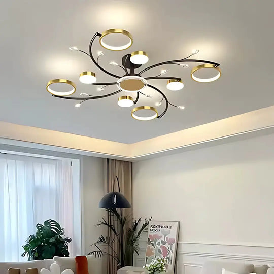 Πολυέλαιος LED με Τηλεχειριστήριο KARINA, 65W, 8 Στοιχεία, Θερμό/Κρύο/Ουδέτερο φως, Ρυθμιζόμενο, Χρυσοί πολυέλαιοι LED με Τηλεχειριστήριο Προεπιλεγμένος τίτλος Alessandro Design