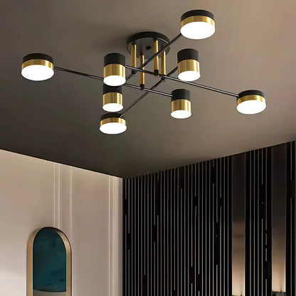 Πολυέλαιος LED με Τηλεχειριστήριο MARIO, 32W, 8 Στοιχεία, Κρύο/Ζεστό/Ουδέτερο φως, Ρυθμιζόμενο, Μαύρο/χρυσό LED Πολυέλαιοι με τηλεχειριστήριο Προεπιλεγμένος τίτλος Alessandro Design