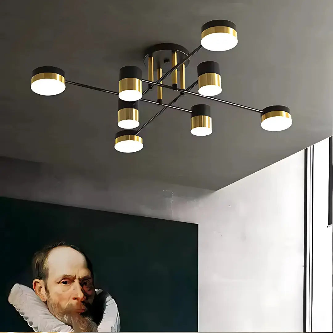 Πολυέλαιος LED με Τηλεχειριστήριο MARIO, 32W, 8 Στοιχεία, Κρύο/Ζεστό/Ουδέτερο φως, Ρυθμιζόμενο, Μαύρο/χρυσό LED Πολυέλαιοι με τηλεχειριστήριο Προεπιλεγμένος τίτλος Alessandro Design
