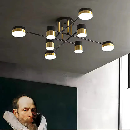 Πολυέλαιος LED με Τηλεχειριστήριο MARIO, 32W, 8 Στοιχεία, Κρύο/Ζεστό/Ουδέτερο φως, Ρυθμιζόμενο, Μαύρο/χρυσό LED Πολυέλαιοι με τηλεχειριστήριο Προεπιλεγμένος τίτλος Alessandro Design