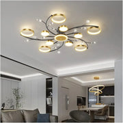 Πολυέλαιος LED με Τηλεχειριστήριο KARINA, 68W, 10 Στοιχεία, Θερμό/Ψυχρό/Ουδέτερο φως, Ρυθμιζόμενο, Χρυσοί πολυέλαιοι LED με Τηλεχειριστήριο Προεπιλεγμένος τίτλος Alessandro Design