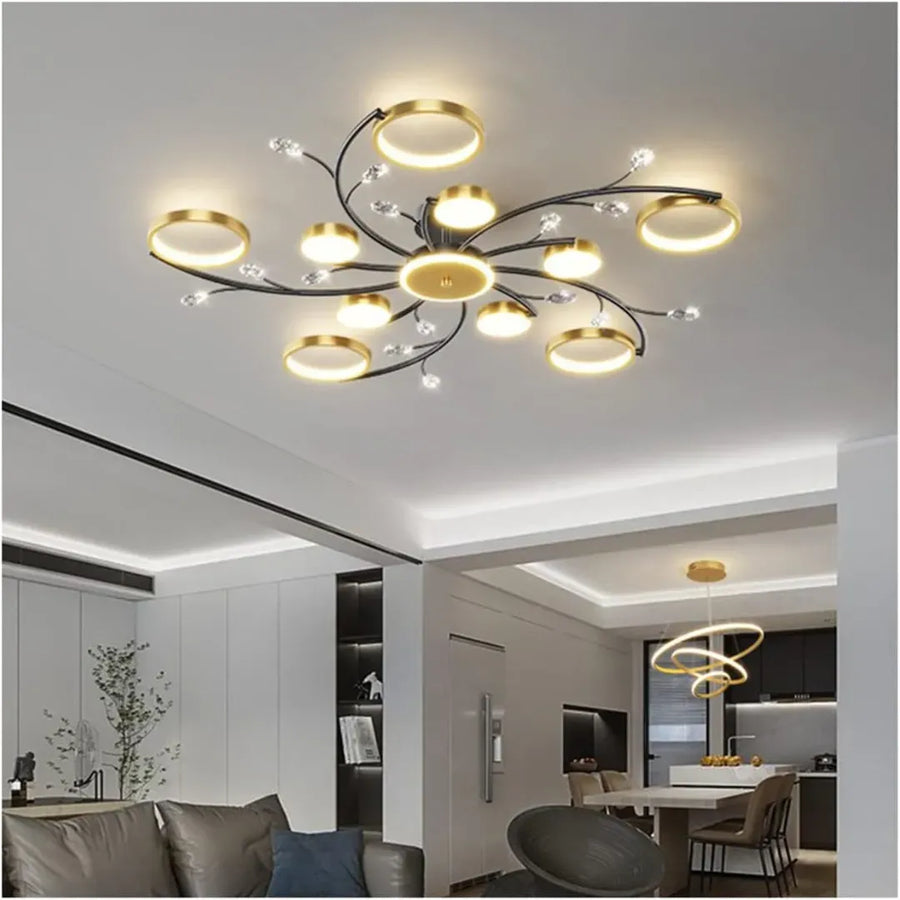 Πολυέλαιος LED με Τηλεχειριστήριο KARINA, 68W, 10 Στοιχεία, Θερμό/Ψυχρό/Ουδέτερο φως, Ρυθμιζόμενο, Χρυσοί πολυέλαιοι LED με Τηλεχειριστήριο Προεπιλεγμένος τίτλος Alessandro Design