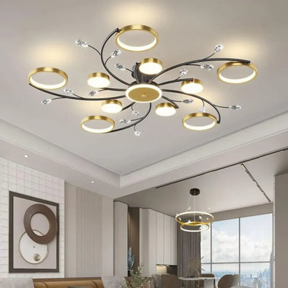 Πολυέλαιος LED με Τηλεχειριστήριο KARINA, 68W, 10 Στοιχεία, Θερμό/Ψυχρό/Ουδέτερο φως, Ρυθμιζόμενο, Χρυσοί πολυέλαιοι LED με Τηλεχειριστήριο Προεπιλεγμένος τίτλος Alessandro Design
