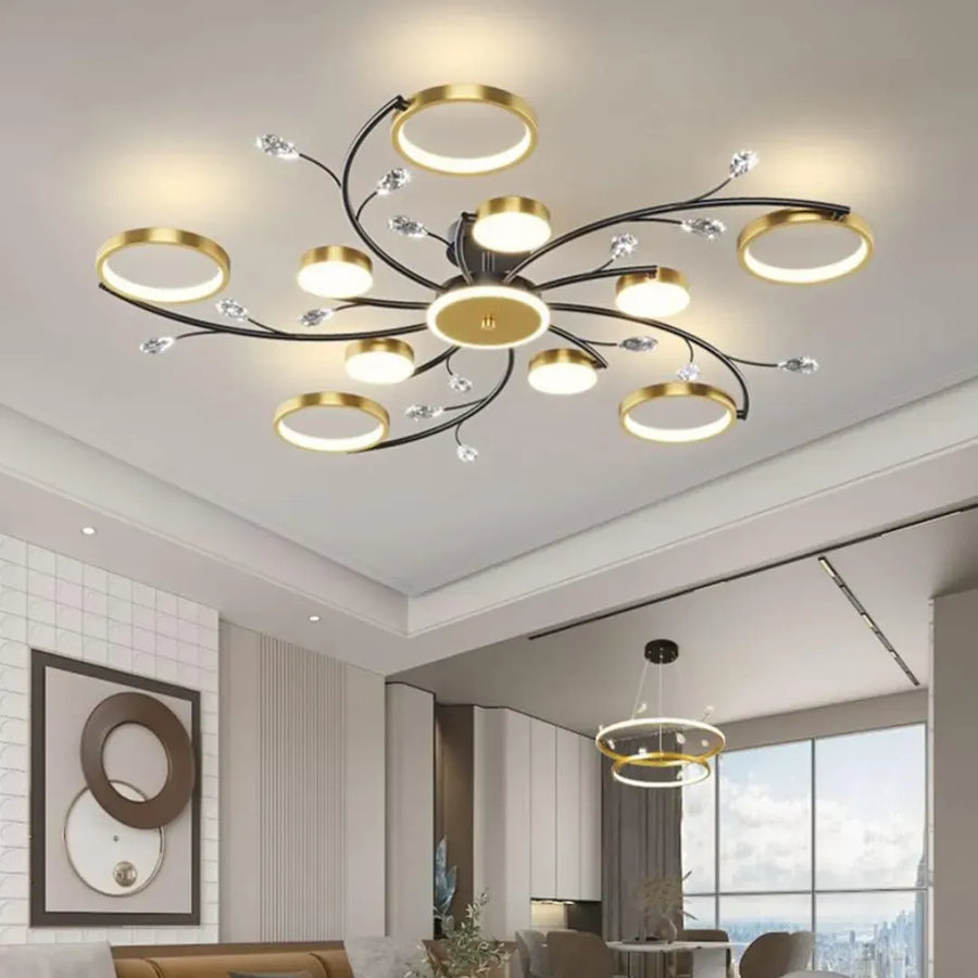 Πολυέλαιος LED με Τηλεχειριστήριο KARINA, 68W, 10 Στοιχεία, Θερμό/Ψυχρό/Ουδέτερο φως, Ρυθμιζόμενο, Χρυσοί πολυέλαιοι LED με Τηλεχειριστήριο Προεπιλεγμένος τίτλος Alessandro Design