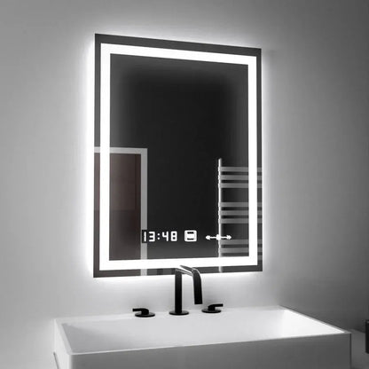 Ορθογώνιος καθρέφτης LED, 45x60 cm, Verite MotionGlow Marcello, Σύστημα αποθαμβώματος, Ρολόι & Θερμόμετρο, Dimable Marcello Mirrors Προεπιλεγμένος τίτλος Alessandro Design