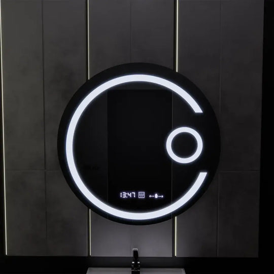 Στρογγυλός καθρέφτης LED, 60 cm, Visio MotionGlow Marcello, Σύστημα αποθαμβώματος, Ρολόι & Θερμόμετρο, Καλλυντικός Μεγεθυντικός φακός, Καθρέφτες με δυνατότητα ρύθμισης ρύθμισης Marcello Προεπιλεγμένος τίτλος Alessandro Design