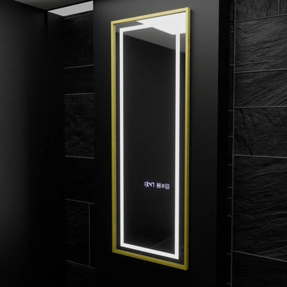 Ορθογώνιος καθρέφτης LED, 45x140 εκ., Elena Marcello Αισθητήρας ραντάρ, Σύστημα αποθολώματος, Ρολόι & Θερμόμετρο, Dimabila, Καθρέφτες ντυσίματος Couture Προεπιλεγμένος τίτλος Alessandro Design