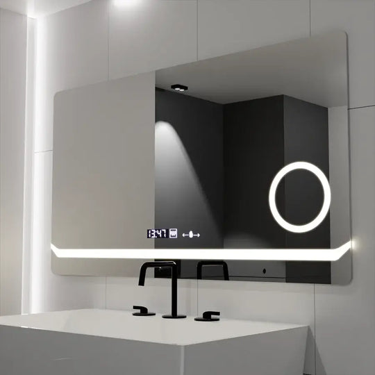 Ορθογώνιος καθρέφτης LED, 80x60 cm, Definition MotionGlow Marcello, Σύστημα αποθαμβώματος, Ρολόι & Θερμόμετρο, Καλλυντικός Μεγεθυντικός φακός, Καθρέφτες Dimable Marcello Προεπιλεγμένος τίτλος Alessandro Design
