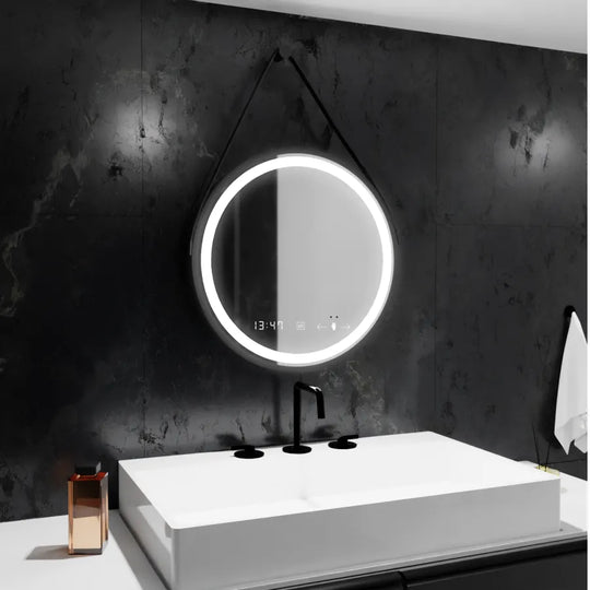 LED Στρογγυλός καθρέφτης, 50 cm, Celeste Majeste Noir Eleve MotionGlow Marcello, Σύστημα αποθαμβώματος, Ρολόι & Θερμόμετρο, Καθρέφτες Dimable Marcello Προεπιλεγμένος τίτλος Alessandro Design