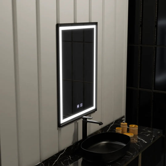 Ορθογώνιος καθρέφτης LED 60x90cm EDGE Touch Demister System, Καθρέφτες μαύρου πλαισίου Korman E Προεπιλεγμένος τίτλος Alessandro Design