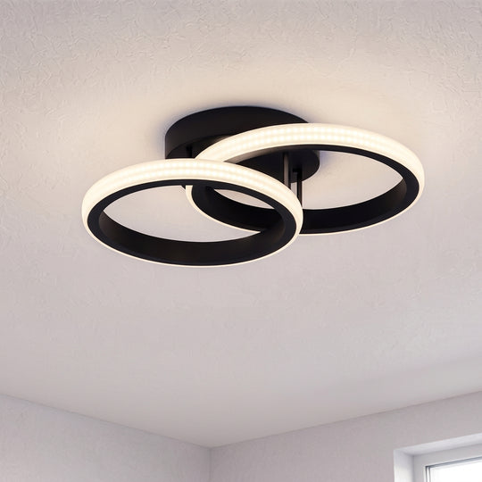 Πολυέλαιος LED VERTEX CIRCULA 21W, 2 κύκλοι, Μεταλλικά πλαίσια, Κρύο/Ζεστό/Ουδέτερο φως 3000K/4000K/6000K, Μαύρο, Μεταλλικοί πολυέλαιοι LED Προεπιλεγμένος τίτλος Alessandro Design