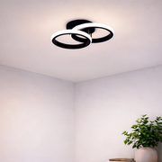 Πολυέλαιος LED VERTEX CIRCULA 21W, 2 κύκλοι, Μεταλλικά πλαίσια, Κρύο/Ζεστό/Ουδέτερο φως 3000K/4000K/6000K, Μαύρο, Μεταλλικοί πολυέλαιοι LED Προεπιλεγμένος τίτλος Alessandro Design