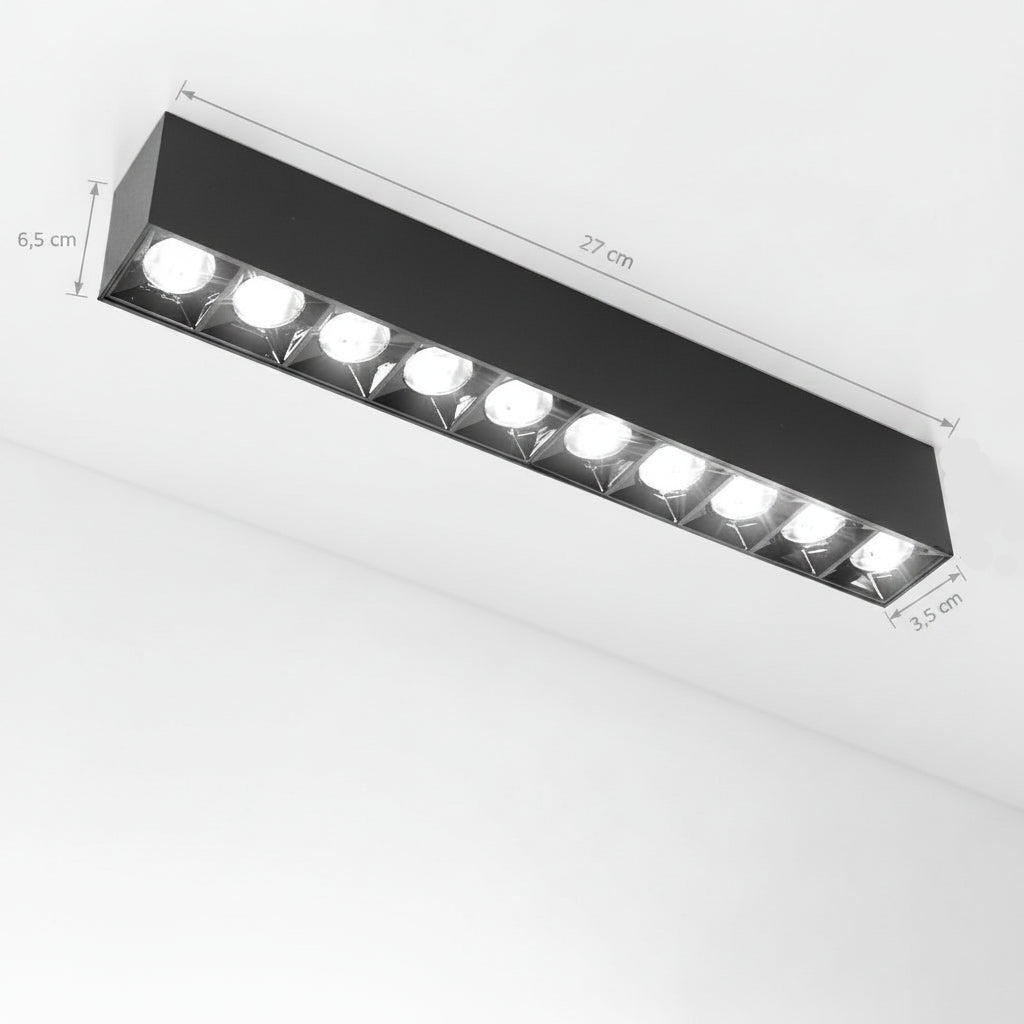 Γραμμικό πλέγμα προβολέα LED Εφαρμοσμένο 15 W, ουδέτερο φως 4000K, 10 πηγές, 27 x 3,5 x 6,5 cm φώτα οροφής LED Προεπιλεγμένος τίτλος Alessandro Design