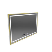 Ορθογώνιος καθρέφτης LED, 120x80cm, Verite Royale Gold MotionGlow Marcello, Σύστημα Demister, Ρολόι & Θερμόμετρο, Ρυθμιζόμενο