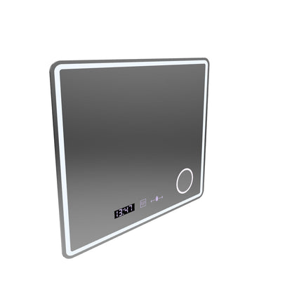 Ορθογώνιος καθρέφτης LED, 90x75 cm, Riflesso MotionGlow Marcello, Σύστημα Demister, Ρολόι & Θερμόμετρο, Καλλυντικό Μεγεθυντικός φακός, Dimable