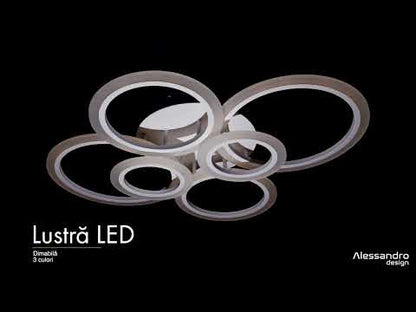 Πολυέλαιος LED με τηλεχειριστήριο BETTY 82W, 6 κύκλοι, κρύο/ζεστό/ουδέτερο φως, ρυθμιζόμενο, λευκό
