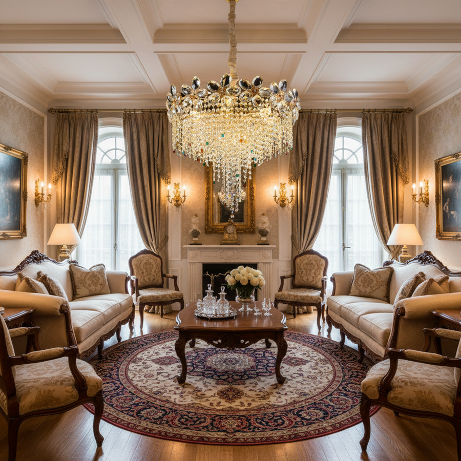 Crystal Chandelier BLOSSOM Magno, 8xE14, 60cm, Shiny Gold, Ρυθμιζόμενο ύψος, Metal and Crystal Crystal Chandeliers Προεπιλεγμένος τίτλος Alessandro Design
