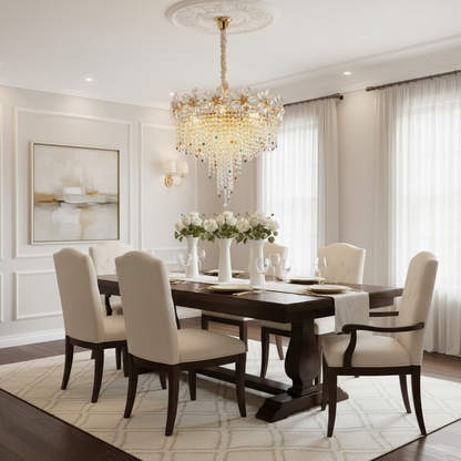 Crystal Chandelier BLOSSOM Magno, 8xE14, 60cm, Shiny Gold, Ρυθμιζόμενο ύψος, Metal and Crystal Crystal Chandeliers Προεπιλεγμένος τίτλος Alessandro Design
